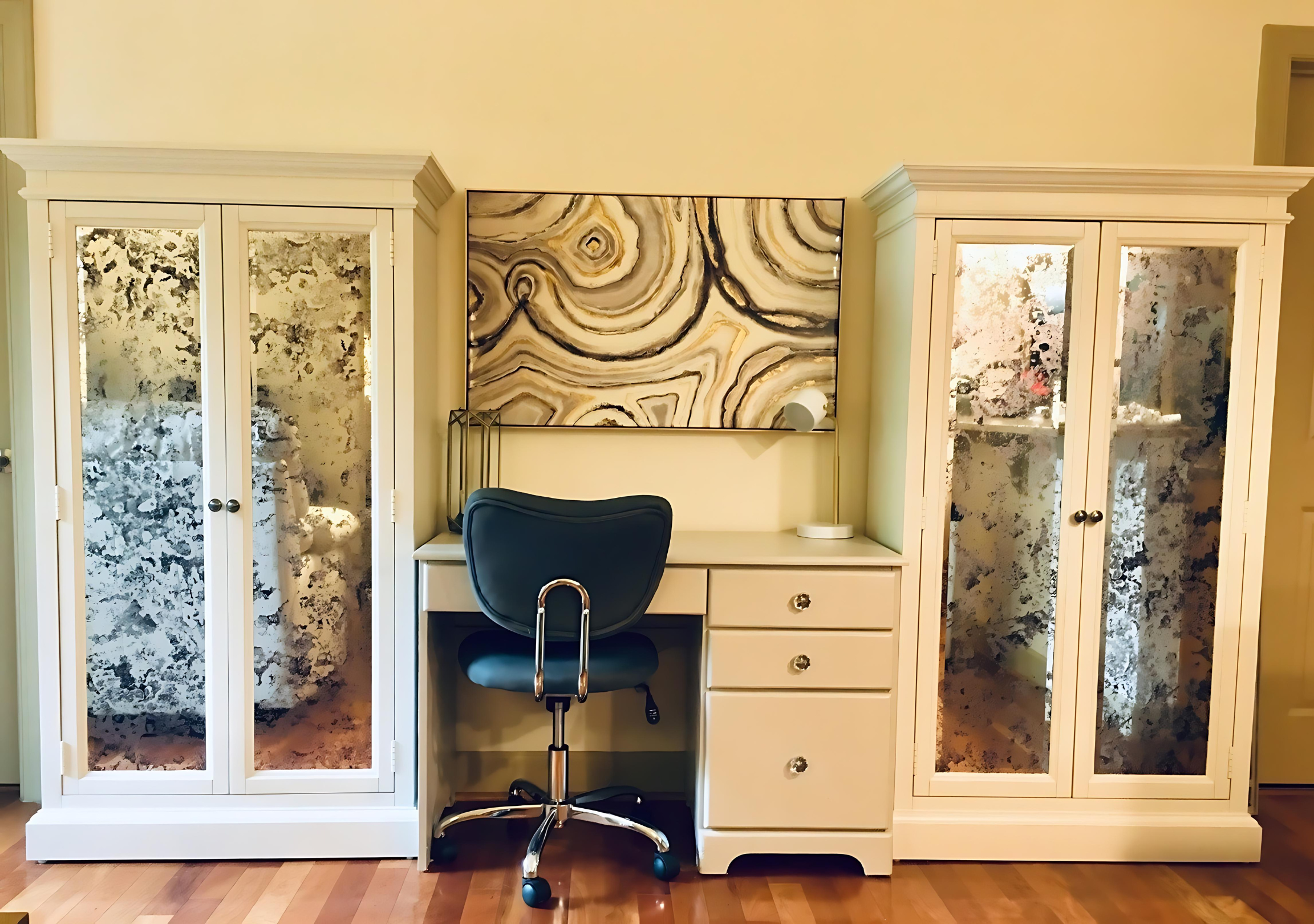 Office Cabinet Upgrade with Antique Mirror Thumbnail